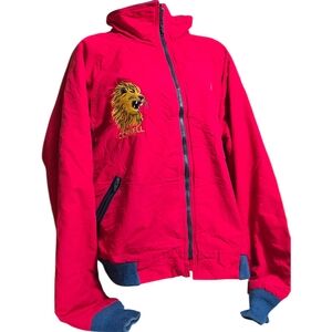 Vintage LL Bean Cornell Jacket USA Made Red Nylon Fleece Lined Ivy League XXL